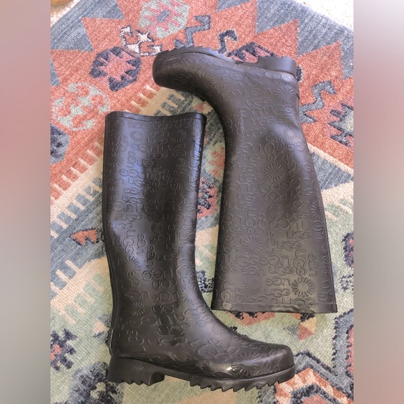 Womens Ugg Wilshire Logo Wellies Rain Boots 5 - Picture 1 of 5